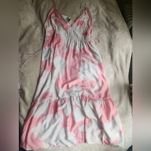 H&M Drawstrings Maxi Dress Floral Light Pink XXL, XL BNWT - Picture 10 of 15